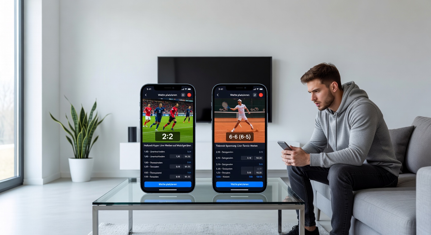 Tennis-Spieler in einem intensiven Tiebreak auf Clay-Court, symbolisch für die Spannung bei Live-Wetten